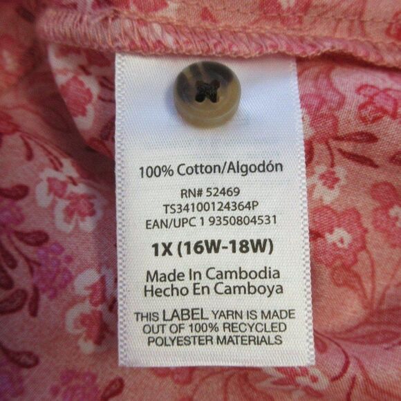 TERRA & SKY Fit & Flare Button Front Dress Womens Size 16W Pink Red Floral NWT - Picture 9 of 12